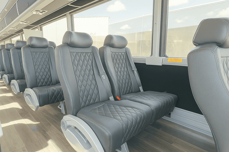 interior of Redding Shuttle Bus Rentals charter bus